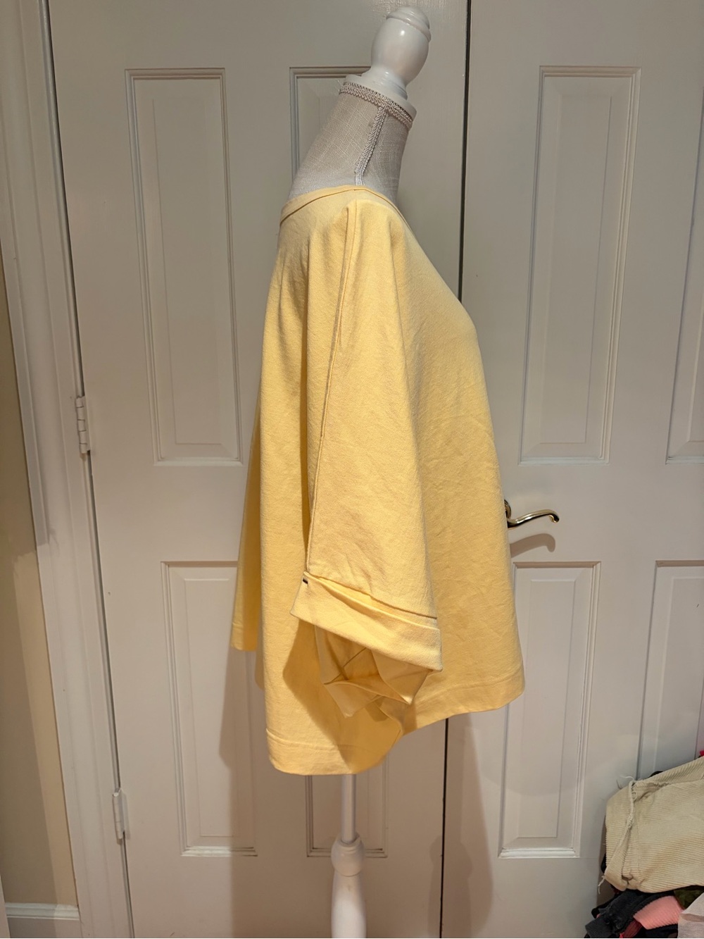 Free People Soft Yellow Boatneck Oversized Top. NWT. Size  XL - Picture 3 of 6